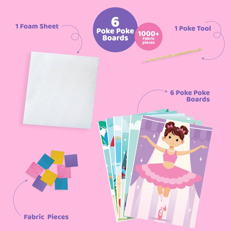 jackinthebox Poke Poke Art for Kids - Fashion Theme Dress Decorations Like Princess  Winter  Monsoon  Hawai  Beach  Ballerina  Mess-Free Sewing Art for Kids  Gift for Girls and Boys Ages 4 5 6 7 8 - Image 2